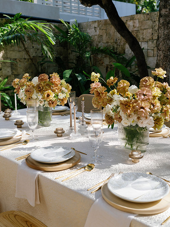 Beach wedding floral arrangement